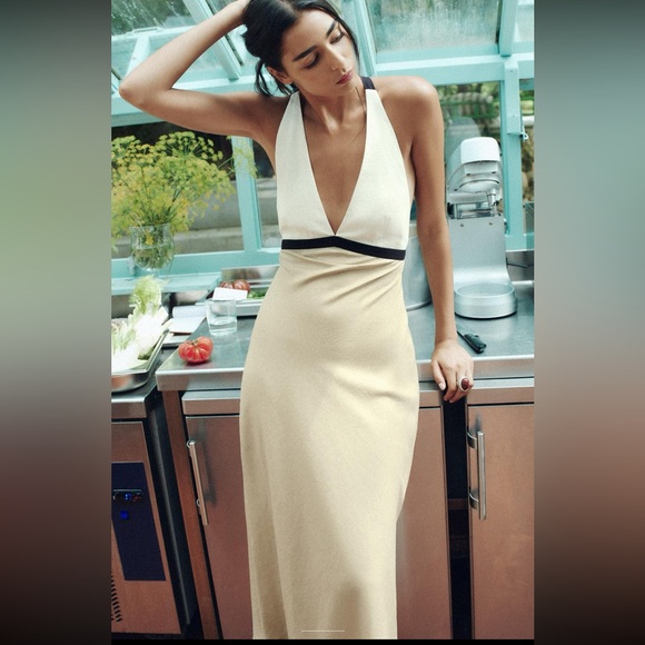 Zara Linen Blend Backless Dress - Picture 2 of 4